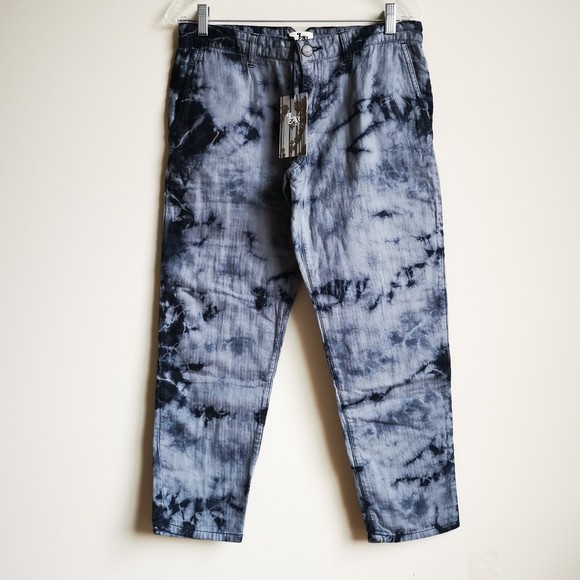 L'agence Tie Dye Boyfriend Pants Blue Tie Dye High Rise Ankle Length Rela New 26 - Picture 2 of 7